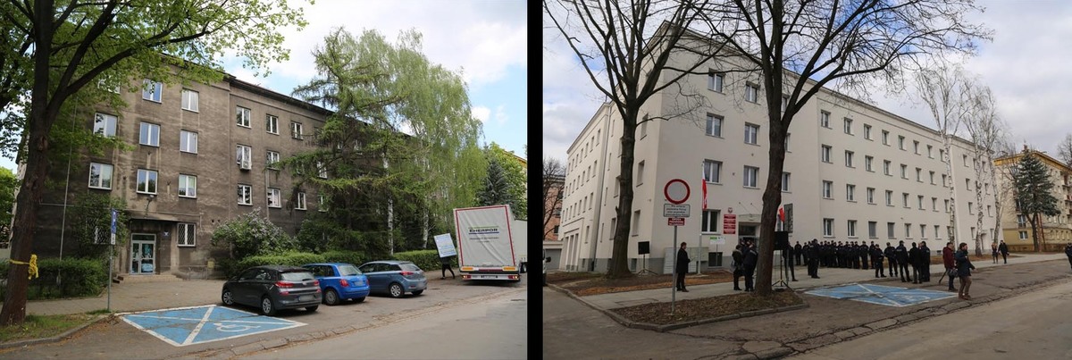 Porównie budynku z zewnątrz - przed i po remoncie