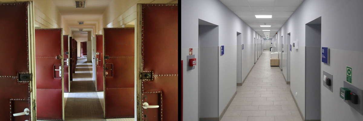 Porównie korytarza - przed i po remoncie