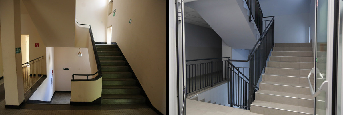 Porównie klatki schodowej - przed i po remoncie