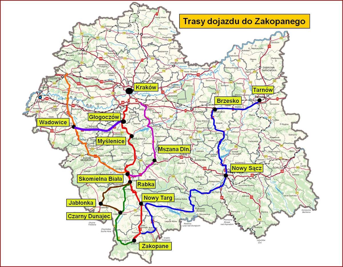 mapa województwa małopolskiego