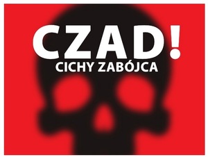 Tlenek węgla  - czad cichy zabójca plakat przedstawiający czaszkę