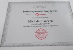 Certyfikat który otrzymał Michał Piszczek