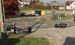 wypadek drogowy Polanka Wielka 29.10.2024 2 motocykle na jezdni