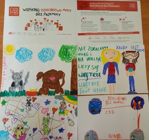obrazki namalowane przez uczniów podczas zajęć edukacyjnych