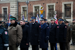 Zastępca Komendanta Wojewódzkiego Policji w Krakowie w szeregu