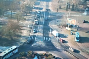 Widok z drona na Rondo Niwa w Oświęcimiu