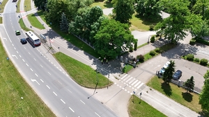 Widok z drona na ulice miasta Nowego Sącza