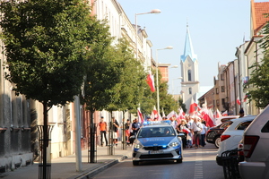 Zabezpieczenie procesji rocznicy męczeńskiej śmierci św. Maksymiliana Kolbe 2025 pilotaż  proesji z sanktuarium Matki Bożej Wspomożenia Wiernych