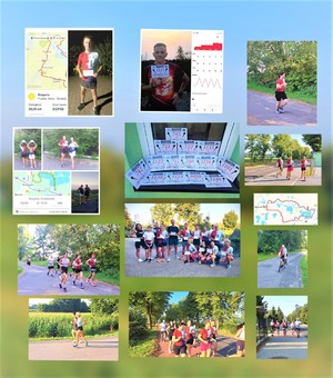 Uczestnicy przeciszowskiego biegu o buzdygan Komendanta Rektora AP Szczytno 2025 kolaż zdjęć z biegu