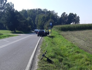 Witkowice Wypadek drogowy z udziałem hulajnogi oraz samochodu osobowego 22.09 (1) hulajnoga i pojazd na poboczu