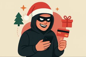 grafika oszusta przebranego za mikołaja