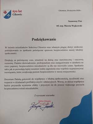 Treść podziękowania za zajęcia profilaktyczne