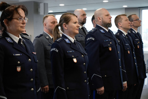 Zdjęcie policjantów uczestniczących w ceremonii w KWP Kraków