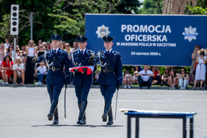 poczet flagowy idący ze złożoną flagą