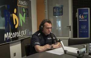 Rzecznik tarnowskiej policji w trakcie nagrania