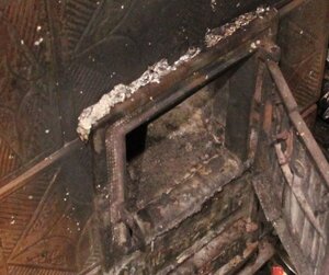 KPP Oświęcim. Pożar Broszkowice  piec kaflowy