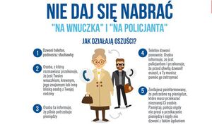 plakat ostrzegający przed oszustwem na wnuczka
