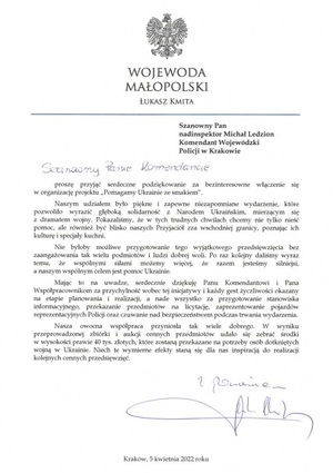 skan podziękowań,. tekst poniżej