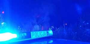 zaświecone sygnały na radiowozie policyjnym