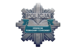 gwiazda policyjna z napisem pomagamy i chronimy