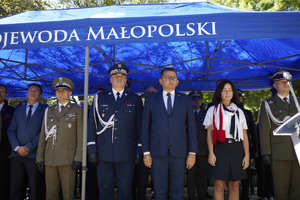 uczestnocy uroczystości Wojewoda, Komendant Wojewódzki Policji w Krakowie