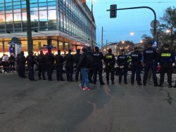 policjanci podczas zabezpieczenia manifestacji