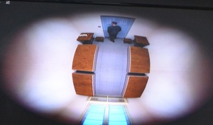 Zatrzymany w pomieszczeniach dla zatrzymanych widok z kamery