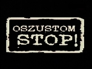 ulotka z napisem stop oszustom