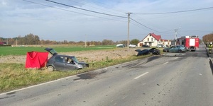 wypadek śwmiertelny miejscowość Nieczajna Górna. Pojzady uczestniczące w zdarzeniu drogowym.