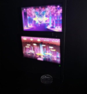 dwa włączone ekrany monitorów służących do nielegalnych gier
