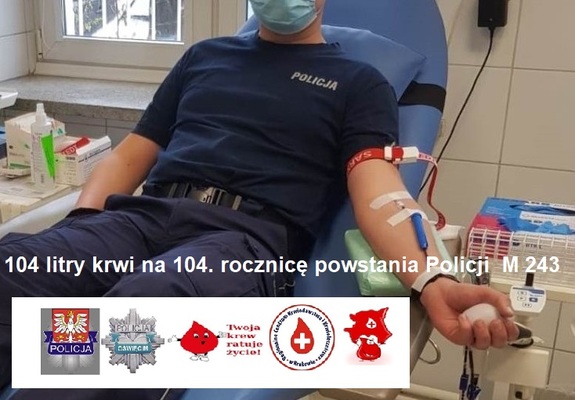 Akcja krwiodawstwa 104 litry krwi na 104 rocznicę Policji