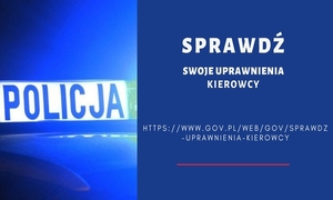 sprawdź uprawnienia kierowcy - plakat informacyjny